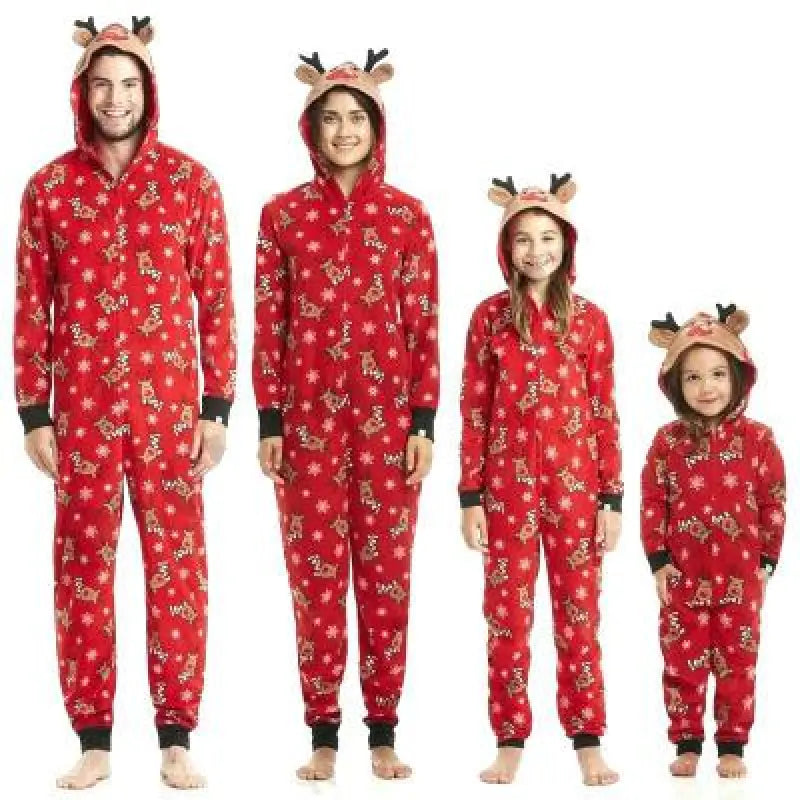 Super Fashionable Hooded Christmas Print Jumpsuit