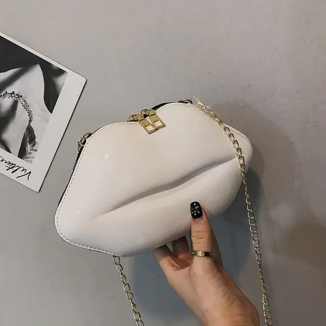 Super Mini Bags for Women 2023 New Fashion All-match Women&#39;s Shoulder Bag PU Solid Color Zipper Crossbody Patent Leather Lip Chain Bag