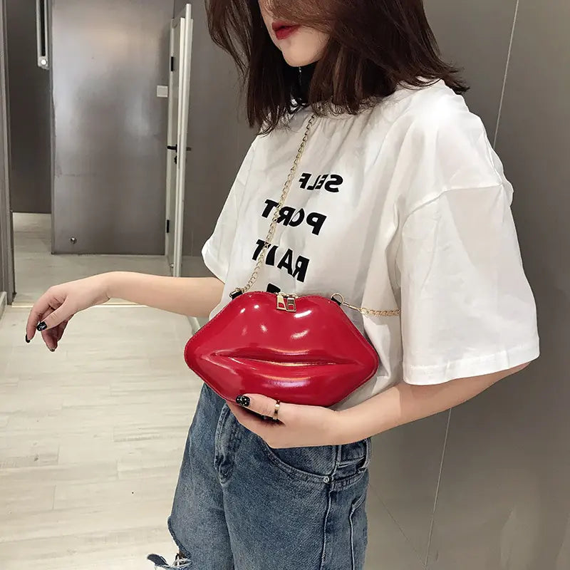 Super Mini Bags for Women 2023 New Fashion All-match Women&#39;s Shoulder Bag PU Solid Color Zipper Crossbody Patent Leather Lip Chain Bag