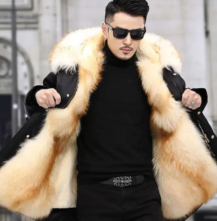 Super Fur Coat Faux Mink Velvet Medium Length Fur Coat