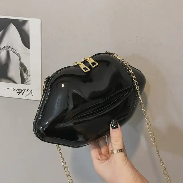 Super Mini Bags for Women 2023 New Fashion All-match Women&#39;s Shoulder Bag PU Solid Color Zipper Crossbody Patent Leather Lip Chain Bag