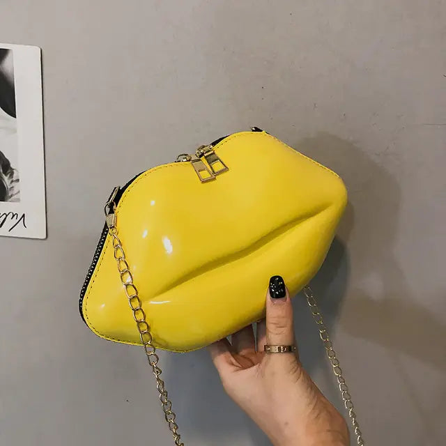 Super Mini Bags for Women 2023 New Fashion All-match Women&#39;s Shoulder Bag PU Solid Color Zipper Crossbody Patent Leather Lip Chain Bag